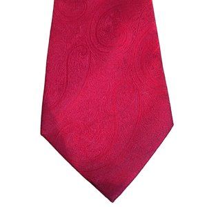Adolfo 100% Silk Red On Red Paisley Mens Tie EUC